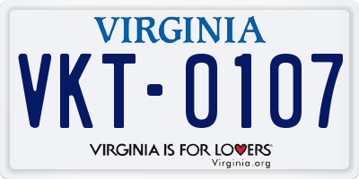 VA license plate VKT0107