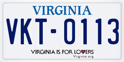 VA license plate VKT0113