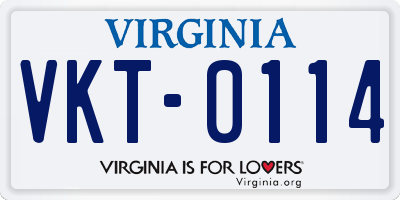 VA license plate VKT0114