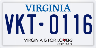 VA license plate VKT0116