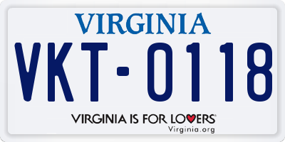 VA license plate VKT0118