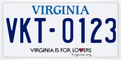 VA license plate VKT0123