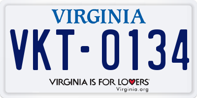 VA license plate VKT0134