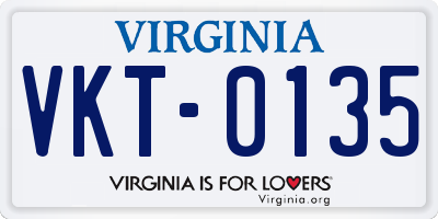 VA license plate VKT0135