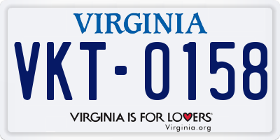 VA license plate VKT0158