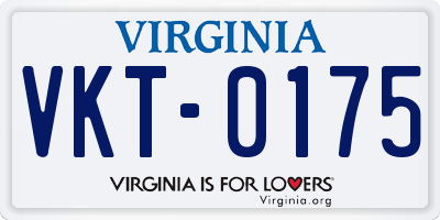 VA license plate VKT0175