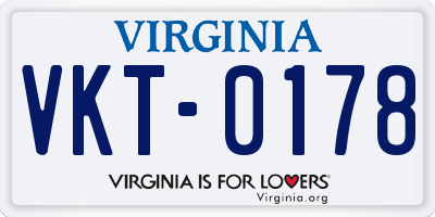 VA license plate VKT0178