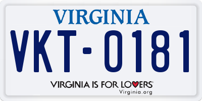VA license plate VKT0181