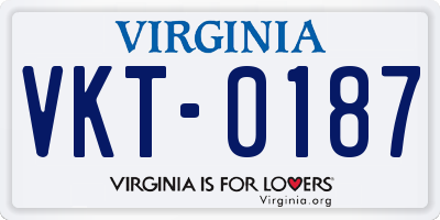 VA license plate VKT0187