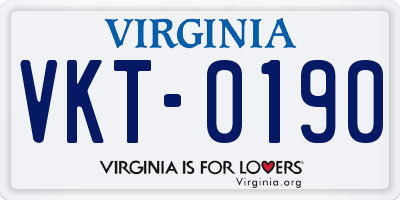 VA license plate VKT0190