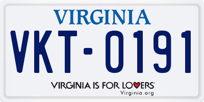 VA license plate VKT0191