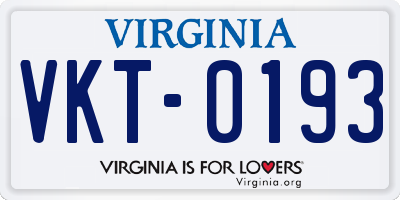 VA license plate VKT0193