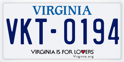 VA license plate VKT0194
