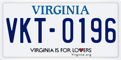 VA license plate VKT0196