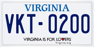 VA license plate VKT0200