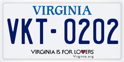 VA license plate VKT0202