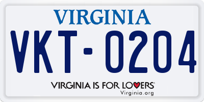 VA license plate VKT0204