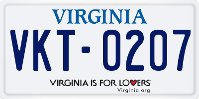 VA license plate VKT0207