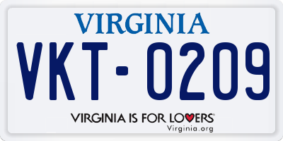 VA license plate VKT0209
