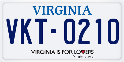 VA license plate VKT0210