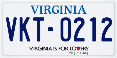 VA license plate VKT0212