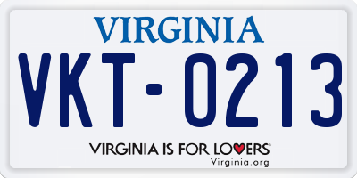 VA license plate VKT0213