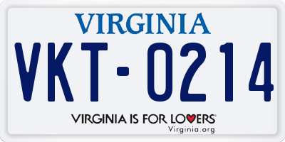 VA license plate VKT0214