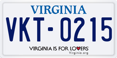 VA license plate VKT0215