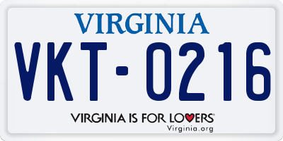 VA license plate VKT0216