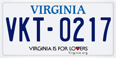 VA license plate VKT0217