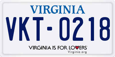 VA license plate VKT0218