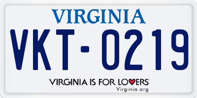 VA license plate VKT0219