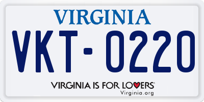 VA license plate VKT0220