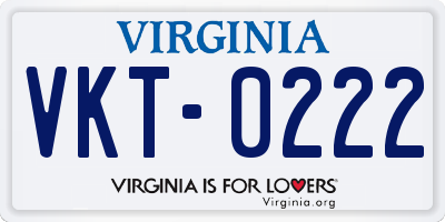 VA license plate VKT0222
