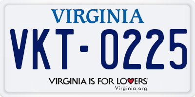VA license plate VKT0225