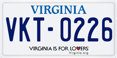 VA license plate VKT0226