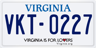 VA license plate VKT0227