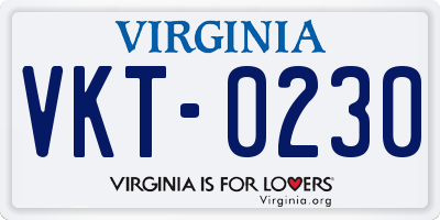 VA license plate VKT0230