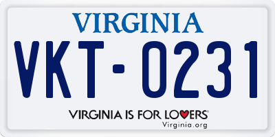 VA license plate VKT0231