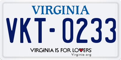 VA license plate VKT0233