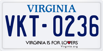 VA license plate VKT0236
