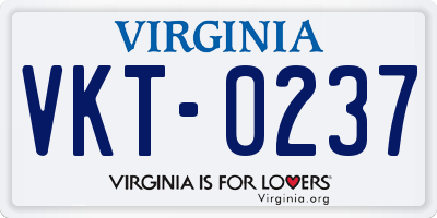 VA license plate VKT0237