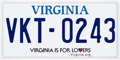 VA license plate VKT0243