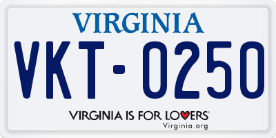 VA license plate VKT0250