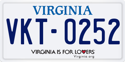 VA license plate VKT0252