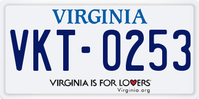 VA license plate VKT0253