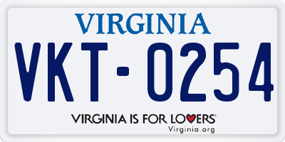VA license plate VKT0254