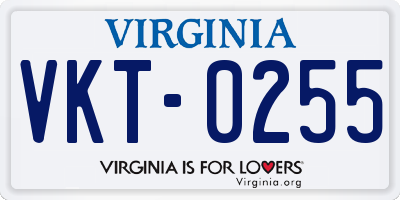 VA license plate VKT0255