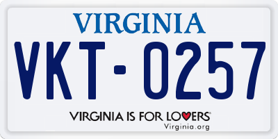 VA license plate VKT0257