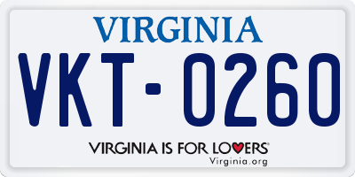 VA license plate VKT0260